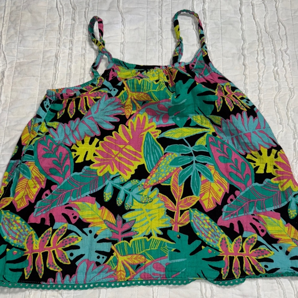 Cat & Jack Girl’s Tropical Leaf Print Tank Top Size XL